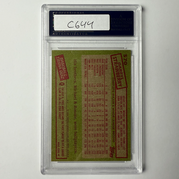 Darryl Strawberry Signed 1985 Topps #570 w/83 ROY PSA Auto Authentic