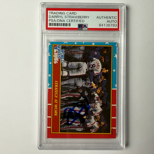 Darryl Strawberry Signed 1987 Fleer World Series #8 PSA Auto Authentic