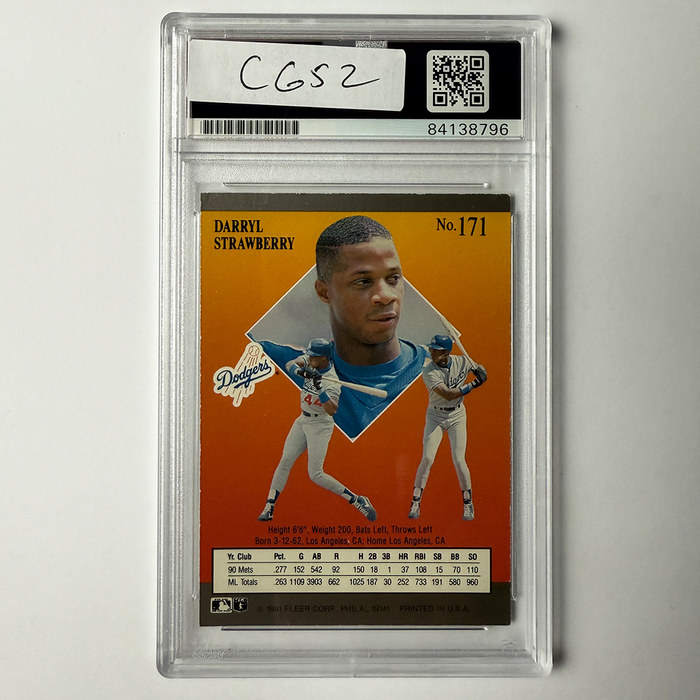 Darryl Strawberry Signed 1991 Ultra #171 PSA Auto Authentic