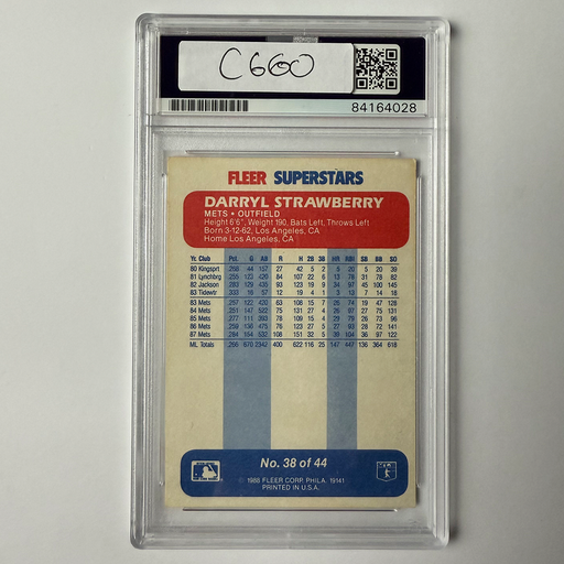 Darryl Strawberry Signed 1988 Fleer Superstars #38 PSA Auto Authentic