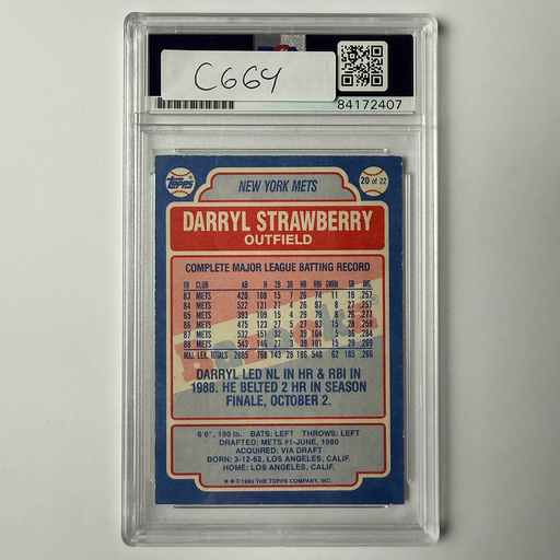 Darryl Strawberry Signed 1989 Topps Bazooka #20 PSA Auto Authentic