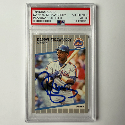 Darryl Strawberry Signed 1989 Fleer #49 PSA Auto Authentic
