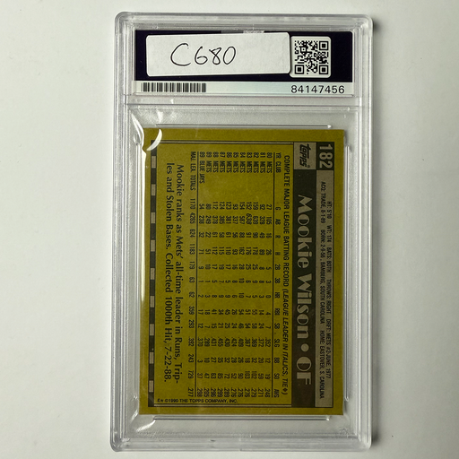 Mookie Wilson Signed 1990 Topps #182 PSA Auto Authentic