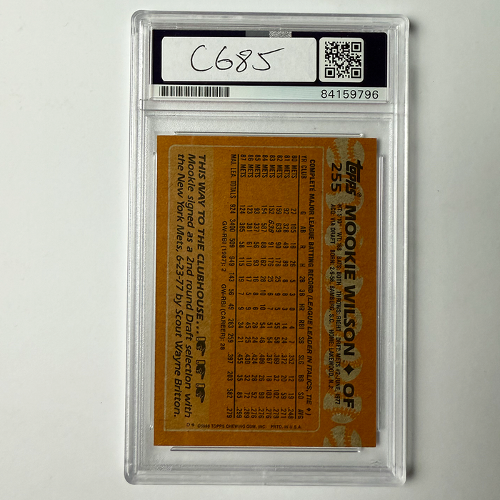 Mookie Wilson Signed 1988 Topps #255 w/2 Inscriptions PSA Auto Authentic