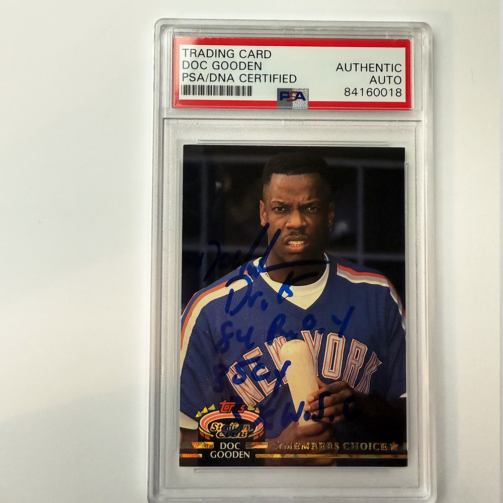 Dwight Gooden Signed 1992 Stadium Mem Choice #602 w/4 Inscriptions PSA Auto Auth
