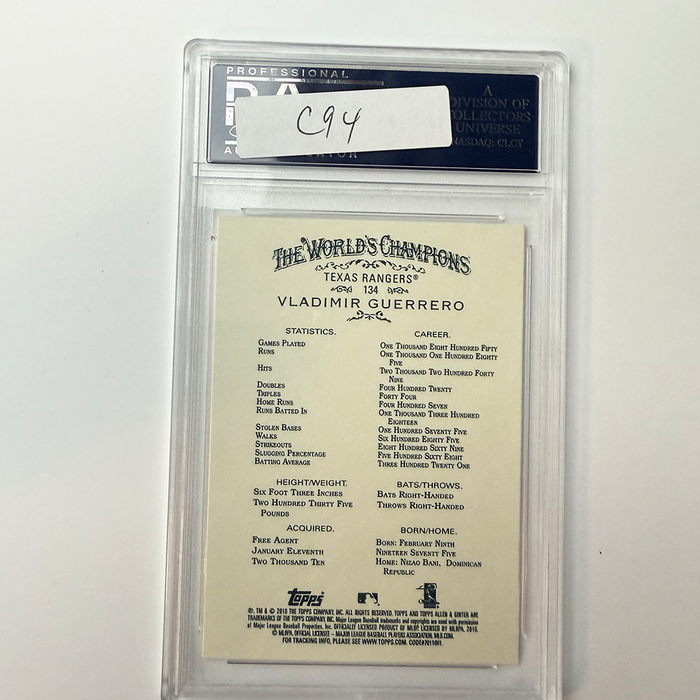 Vladimir Guerrero Signed 2010 Topps Allen & Ginter #134 PSA Auto Authentic