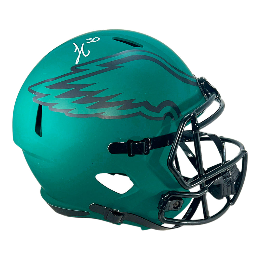 Jihaad Campbell Signed Philadelphia Eagles Rave Full-Size Replica Football Helmet (Beckett)