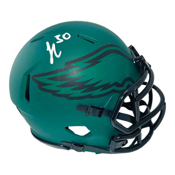 Jihaad Campbell Signed Philadelphia Eagles Rave Mini Football Helmet (Beckett)