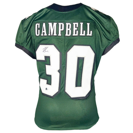 Jihaad Campbell Signed Philadelphia Green Game Style Football Jersey (Beckett)
