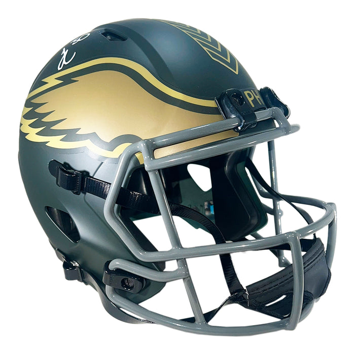 Jihaad Campbell Signed Philadelphia Eagles Salute to Service 2025 Full-Size Replica Football Helmet (Beckett)