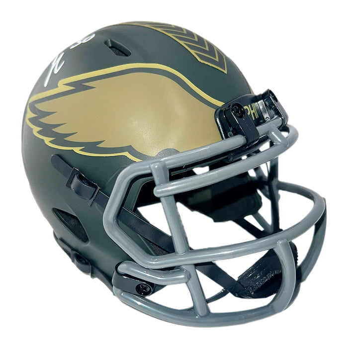 Jihaad Campbell Signed Philadelphia Eagles Salute 2025 Mini Football Helmet (Beckett)
