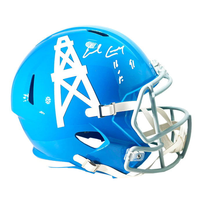 Earl Campbell Signed HOF 91 Inscription Houston Oilers Throwback 60-62 Speed Full-Size Replica Football Helmet (Beckett)