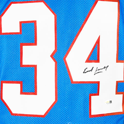 Earl Campbell Signed Stats Houston Light Blue Football Jersey (JSA)