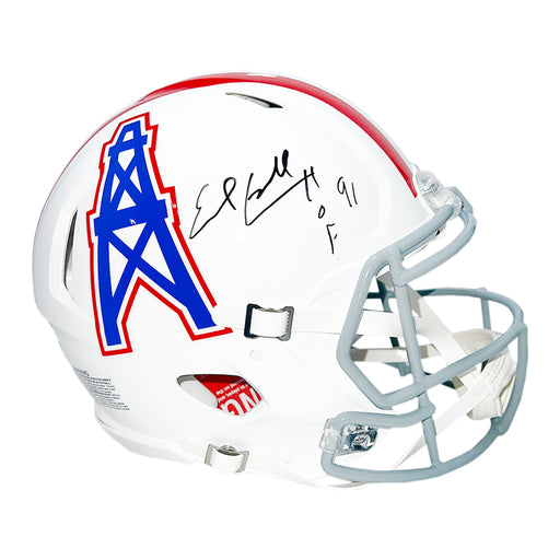 Earl Campbell Signed HOF 91 Inscription Houston Oilers Throwback 75-80 Authentic Speed Full-Size Football Helmet (JSA)