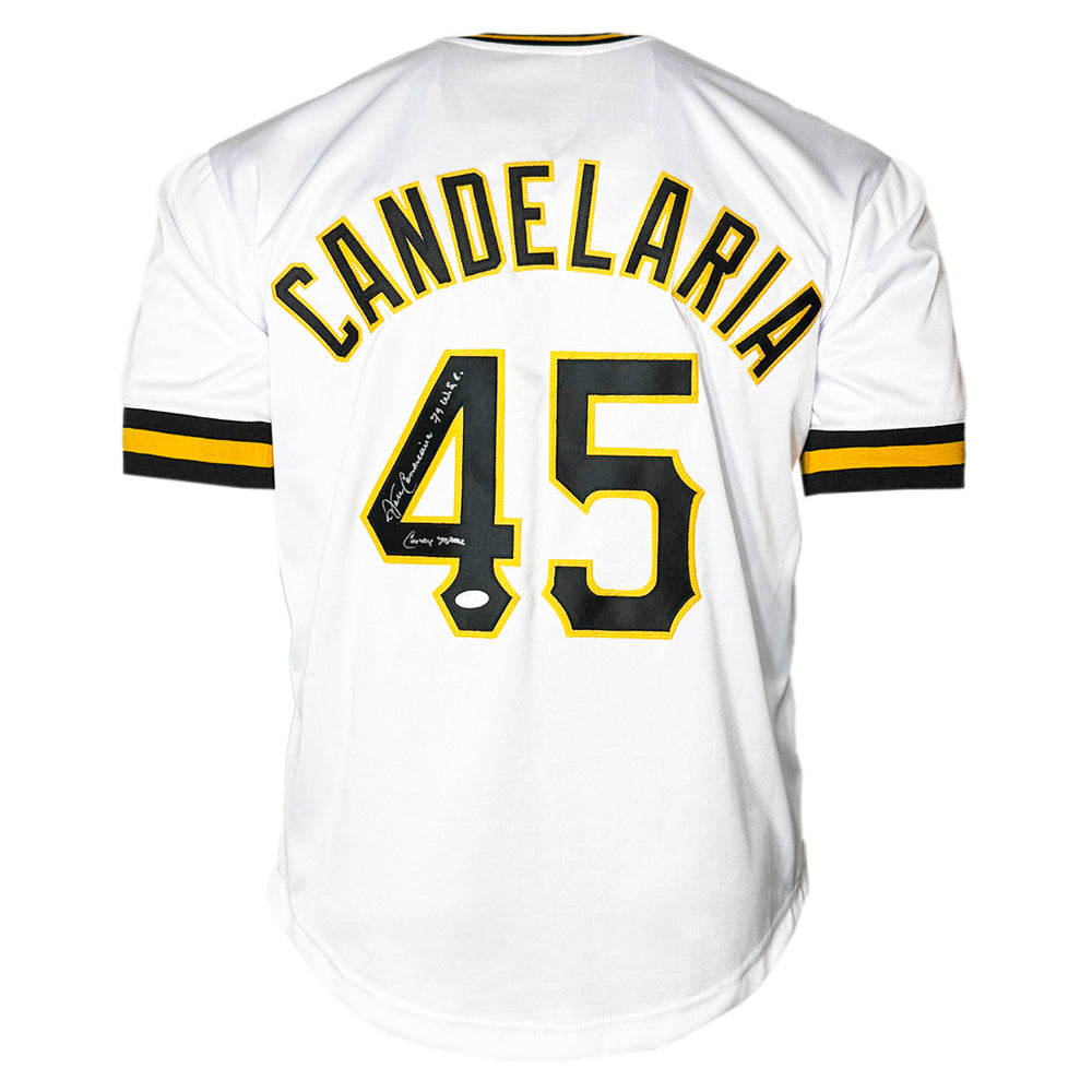 John Candelaria Signed 79 WSC - Candyman Inscription Pittsburgh White Baseball Jersey (JSA)