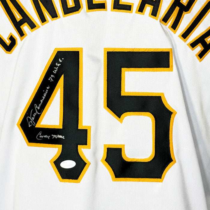 John Candelaria Signed 79 WSC - Candyman Inscription Pittsburgh White Baseball Jersey (JSA)