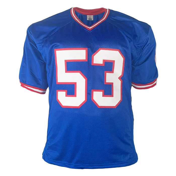 Harry Carson Signed HOF 06 Inscription New York Blue Football Jersey (Beckett)