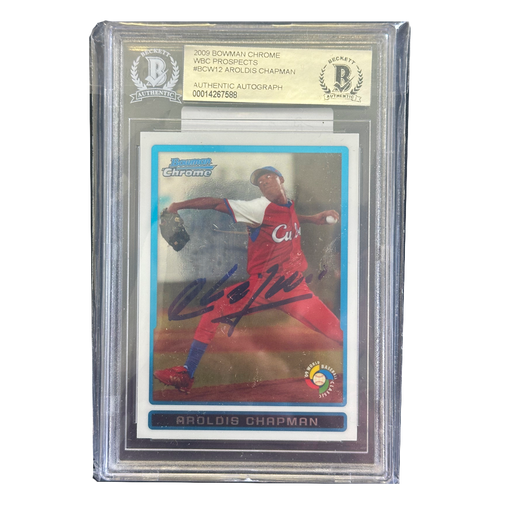 2009 Aroldis Chapman BGS Authentic Autograph Bowman Chrome WBC Prospects #BCW12 Signed Rookie Baseball Card