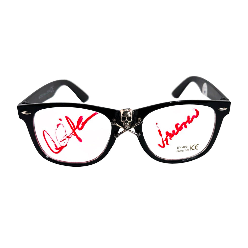 Charlie Sheen Signed Vaughn Inscription Major League Glasses - Smudged Signature  (Beckett)