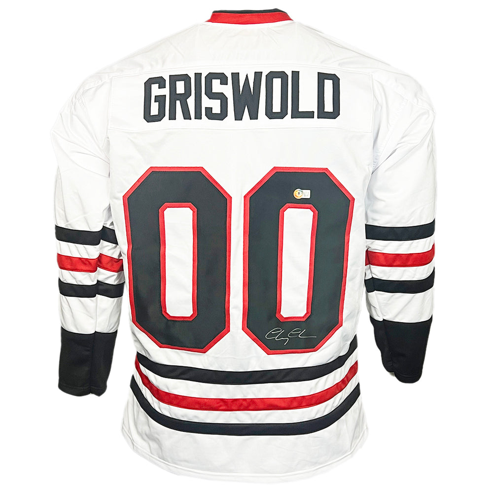 Chevy Chase Signed Griswold Chicago White Hockey Jersey (Beckett)