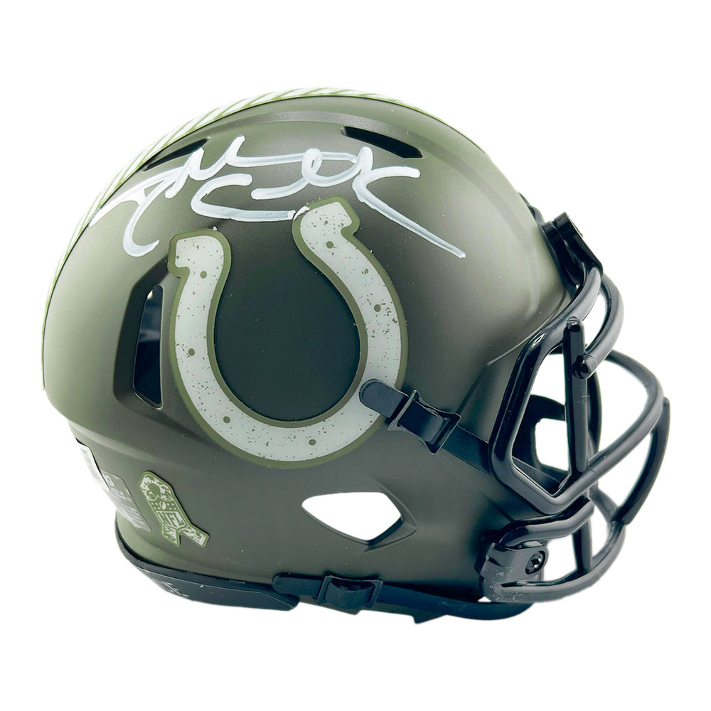 Dallas Clark Signed Indianapolis Colts Salute to Service Mini Football Helmet (Beckett)