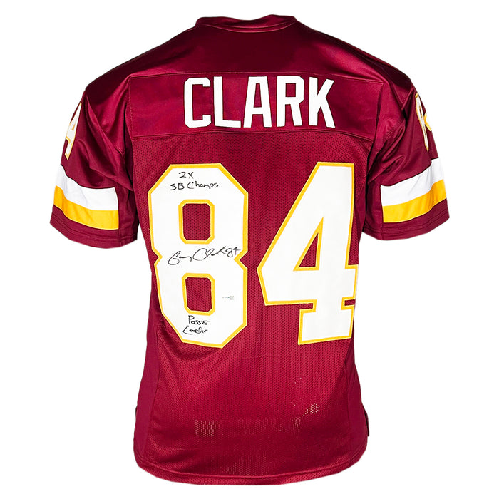 Gary Clark Signed 2x SB Champs Posse Leader Inscription Washington Red Football Jersey (JSA)