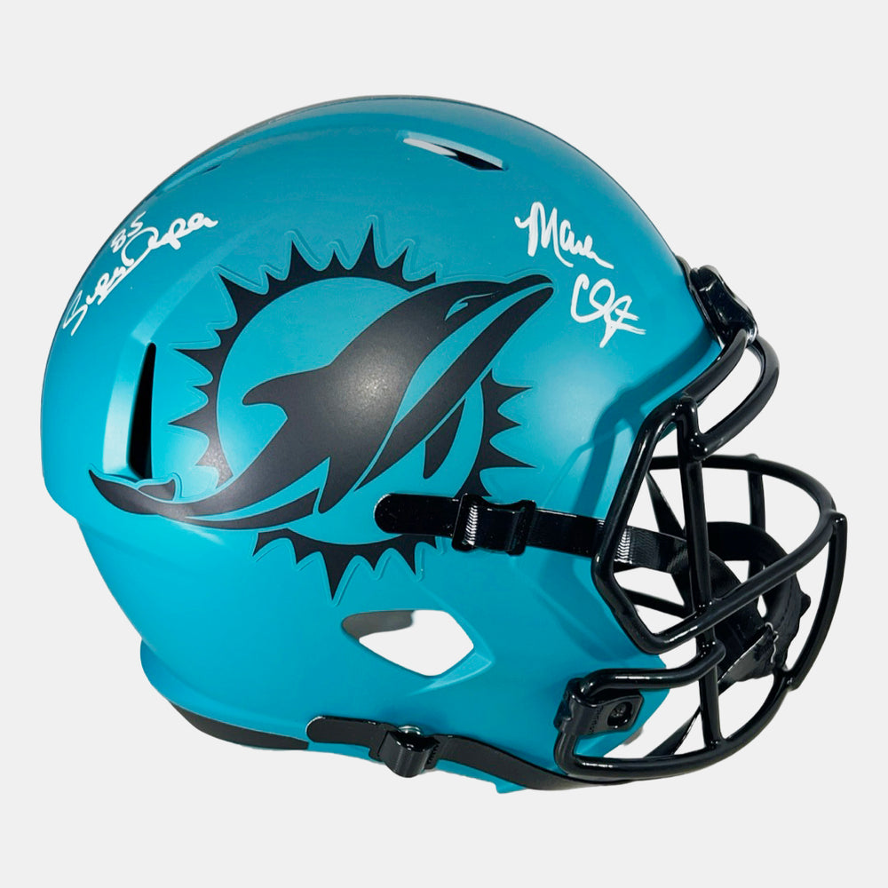 Marks Brothers Mark Clayton & Mark Duper Signed Miami Dolphins Rave Full-Size Replica Football Helmet (JSA)