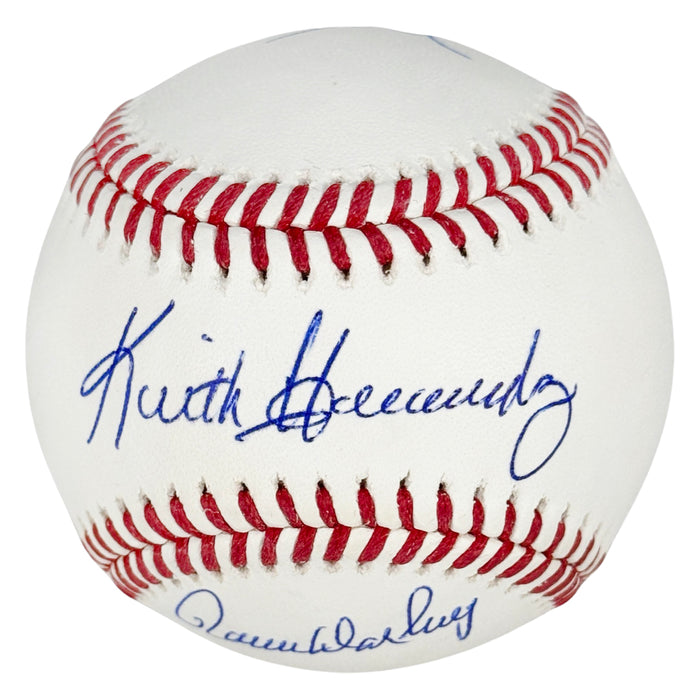 Gary Cohen, Keith Hernandez, Ron Darling Signed Rawlings Official Major League Baseball (JSA)