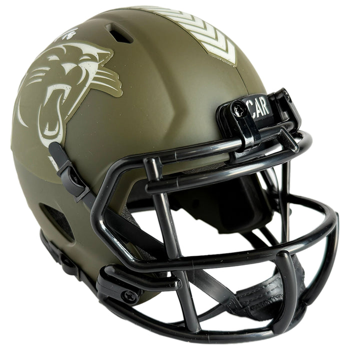 Jalen Coker Signed Carolina Panthers Salute to Service Mini Football Helmet (JSA)
