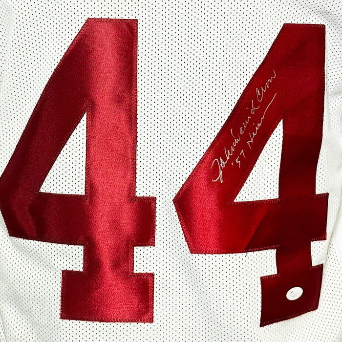 John David Crow Signed 57 Heisman Inscription Texas A&M College White Football Jersey (JSA)