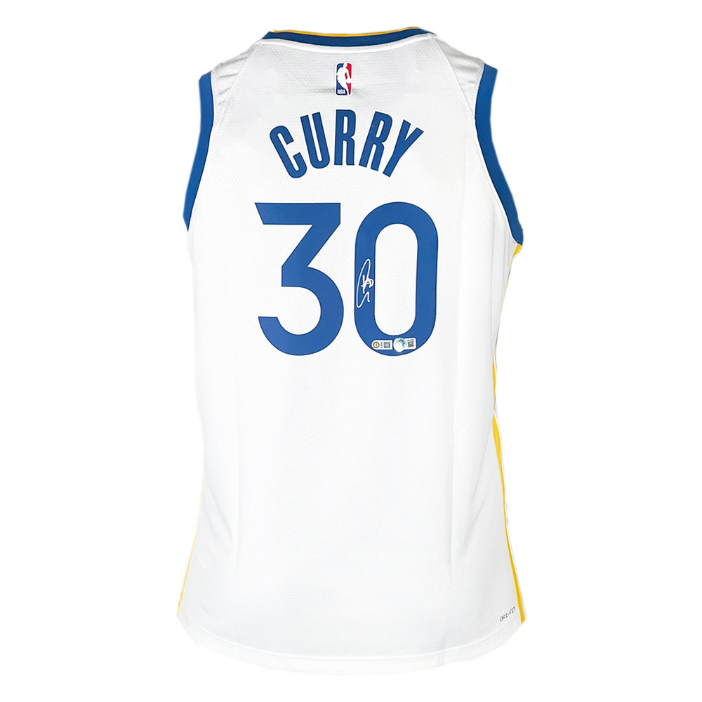 Steph Curry Signed Authentic Golden State Warriors White Nike Dri-Fit - XL Basketball Jersey (Beckett)