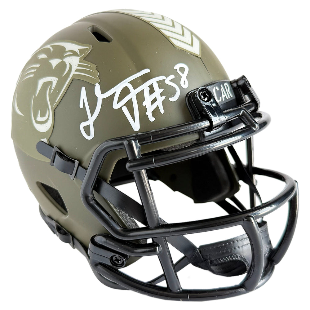 Thomas Davis Sr Signed Carolina Panthers Salute to Service Mini Football Helmet (JSA)