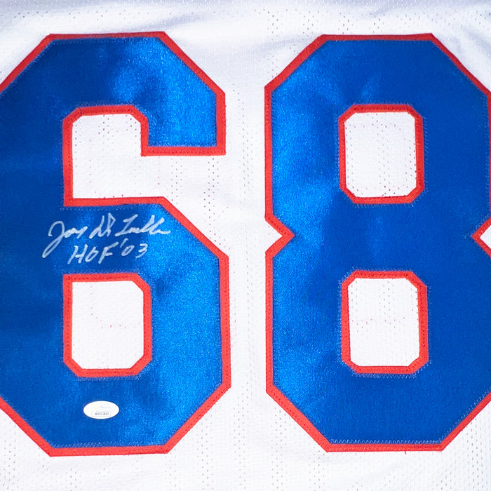 Joe DeLamielleure Signed HOF 03 Inscription Buffalo White Football Jersey (Beckett)