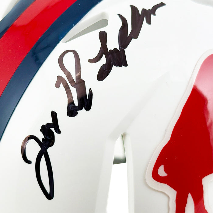 Joe DeLamielleure Signed Buffalo Bills Throwback 65-73 Speed Mini Football Helmet (JSA)