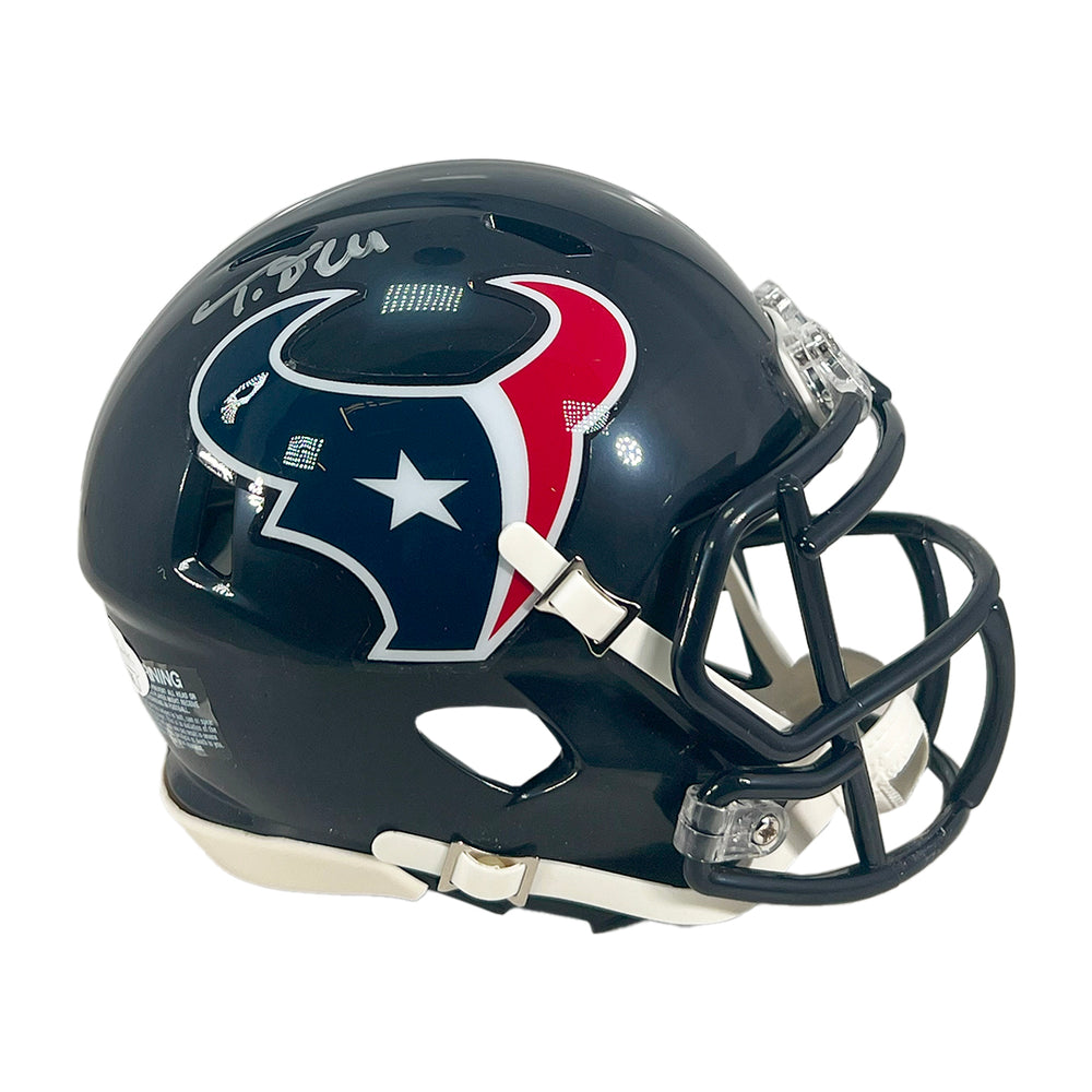 Tank Dell Signed Houston Texans Speed Mini Football Helmet (JSA)