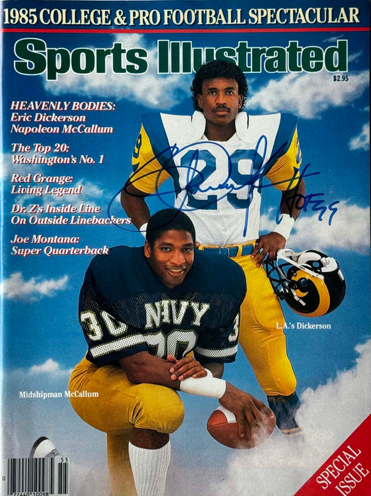 Eric Dickerson Signed Sports Illustrated HOF 99 Inscription 9/4/1985 Issue (JSA)