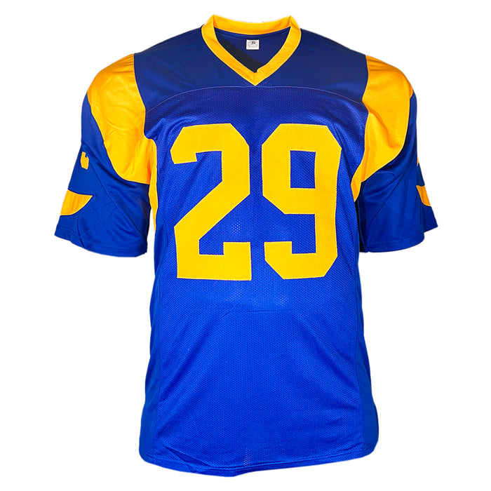 Eric Dickerson Signed HOF 99 Inscription St. Louis Royal Blue Signed on 9 Football Jersey (Beckett)