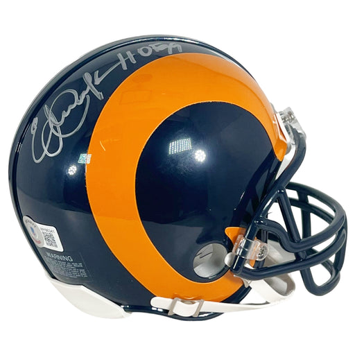 Eric Dickerson Signed HOF 99 Inscription Los Angeles Rams Throwback 81-99 Mini Football Helmet (Beckett)