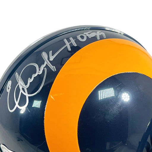 Eric Dickerson Signed HOF 99 Inscription Los Angeles Rams Throwback 81-99 Mini Football Helmet (Beckett)