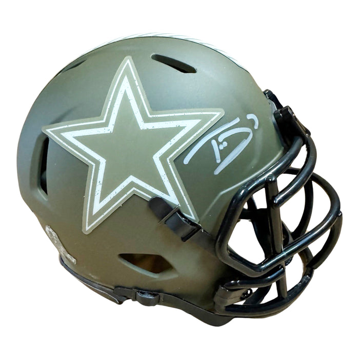 cowboys mini football helmet Trevon Diggs Signed Dallas Cowboys Salute to Service Speed Mini Football Helmet (JSA)