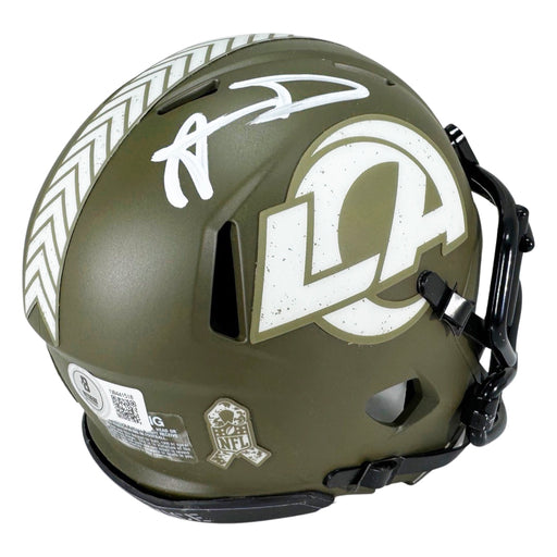 Aaron Donald Signed Los Angeles Rams Salute to Service Mini Football Helmet (Beckett)