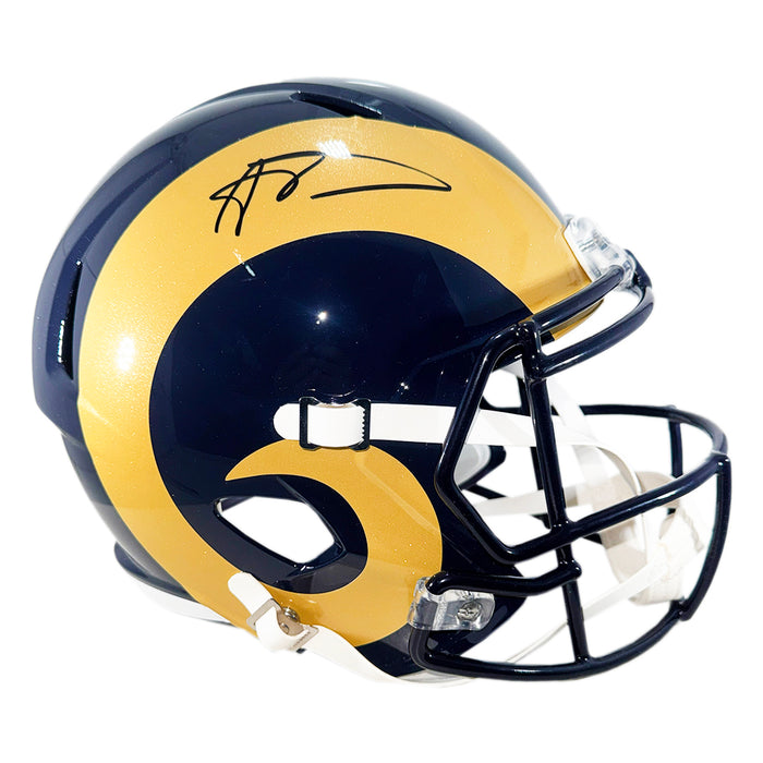 Aaron Donald Signed Los Angeles Rams Throwback 00-16 Speed Full-Size Replica Football Helmet (Beckett)