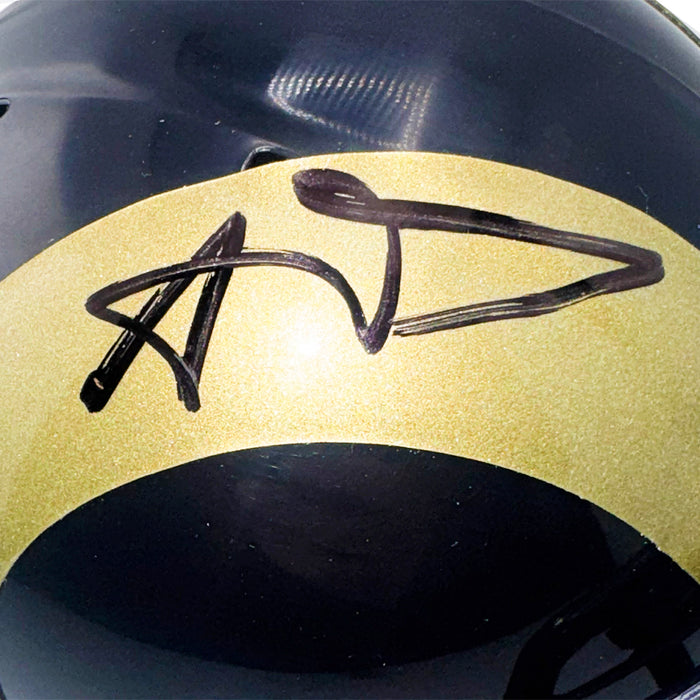 Aaron Donald Signed Los Angeles Rams Throwback 00-16 Speed Mini Football Helmet (Beckett)