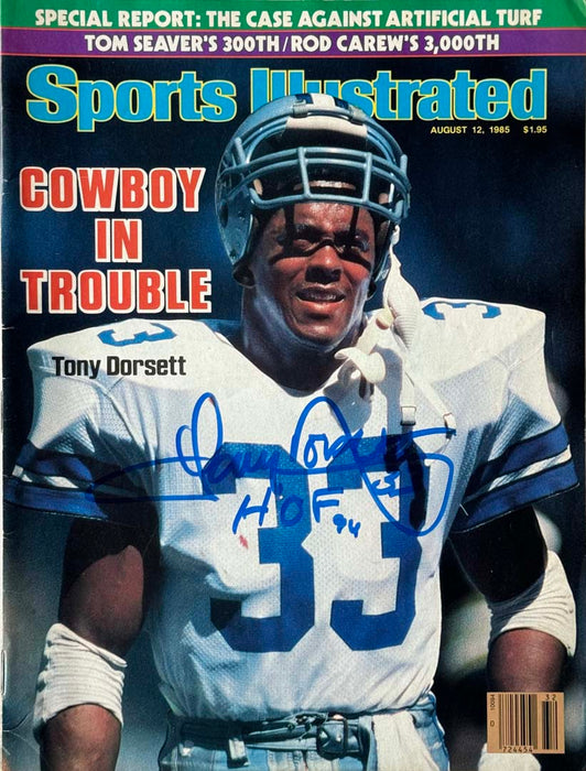 Tony Dorsett Signed Sports Illustrated HOF 94 Inscription 8/12/1985 Issue (JSA)