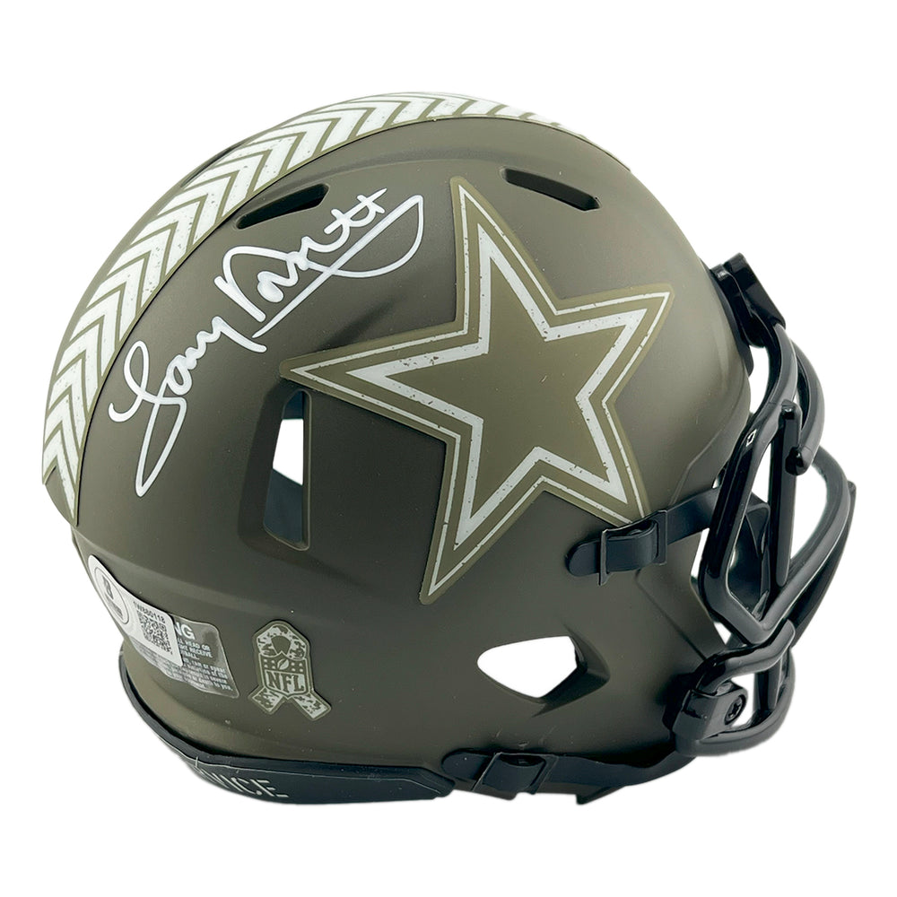 Tony Dorsett Signed Dallas Cowboys Salute to Service Mini Football Helmet (Beckett)