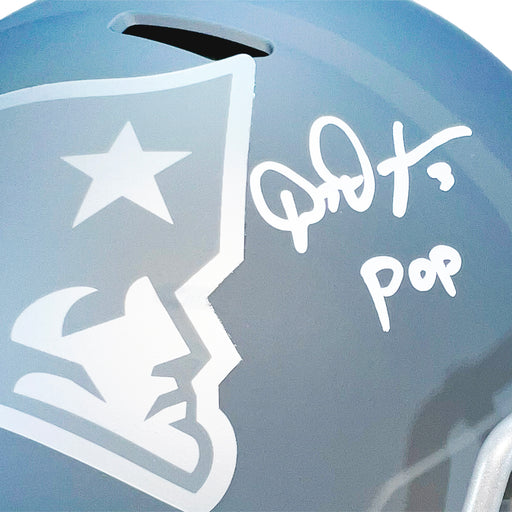 DeMario Douglas Signed New England Patriots Slate Alternate Speed Full-Size Replica Football Helmet (Beckett)