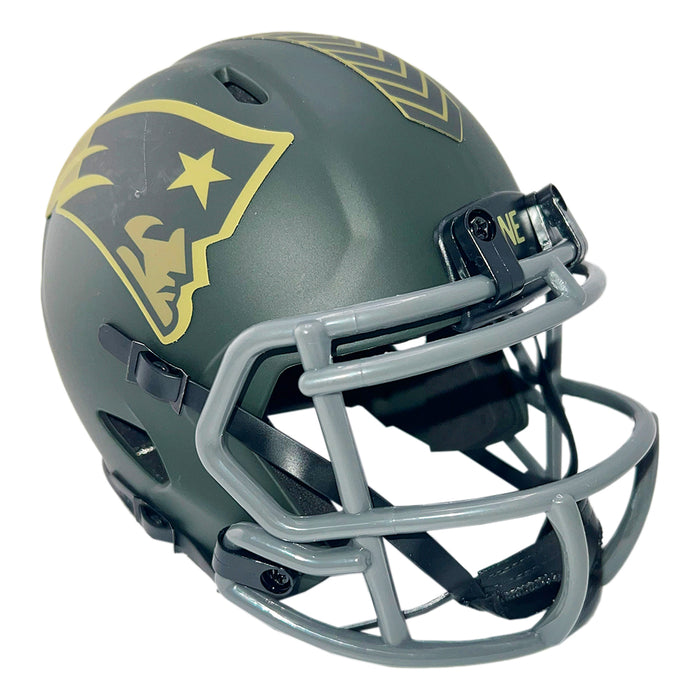 DeMario Douglas Signed New England Patriots Salute 2025 Mini Football Helmet (Beckett)