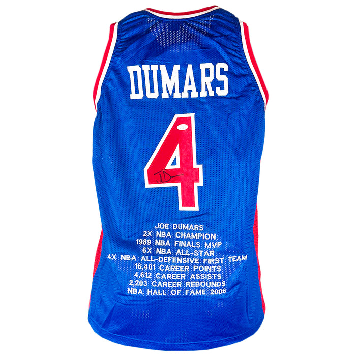 Joe Dumars Signed Detroit Blue Stats Basketball Jersey (JSA)