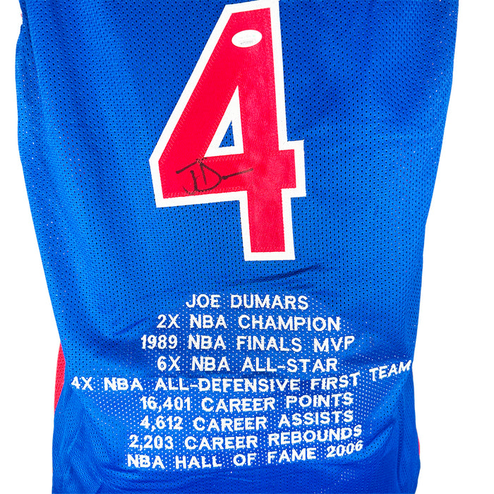 Joe Dumars Signed Detroit Blue Stats Basketball Jersey (JSA)