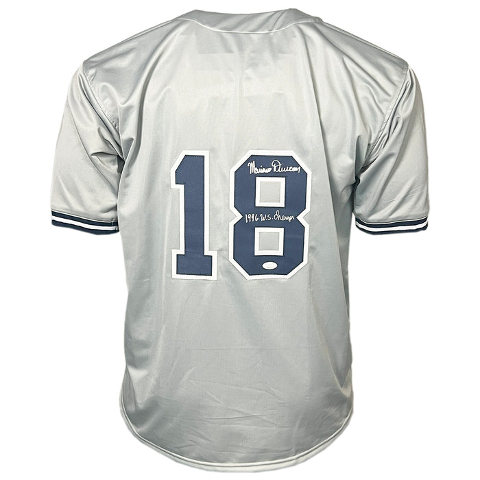 Mariano Duncan Signed 1996 WS Champs Inscription New York Grey Baseball Jersey (JSA)